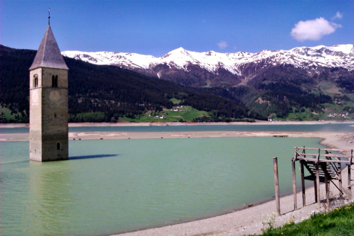 reschensee, reschenpass, graun, altGraun, kirchenturm, fotohaefeli