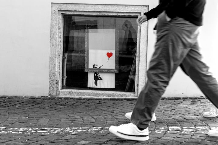 banksy, girl with baloon, kunst, fotohaefeli