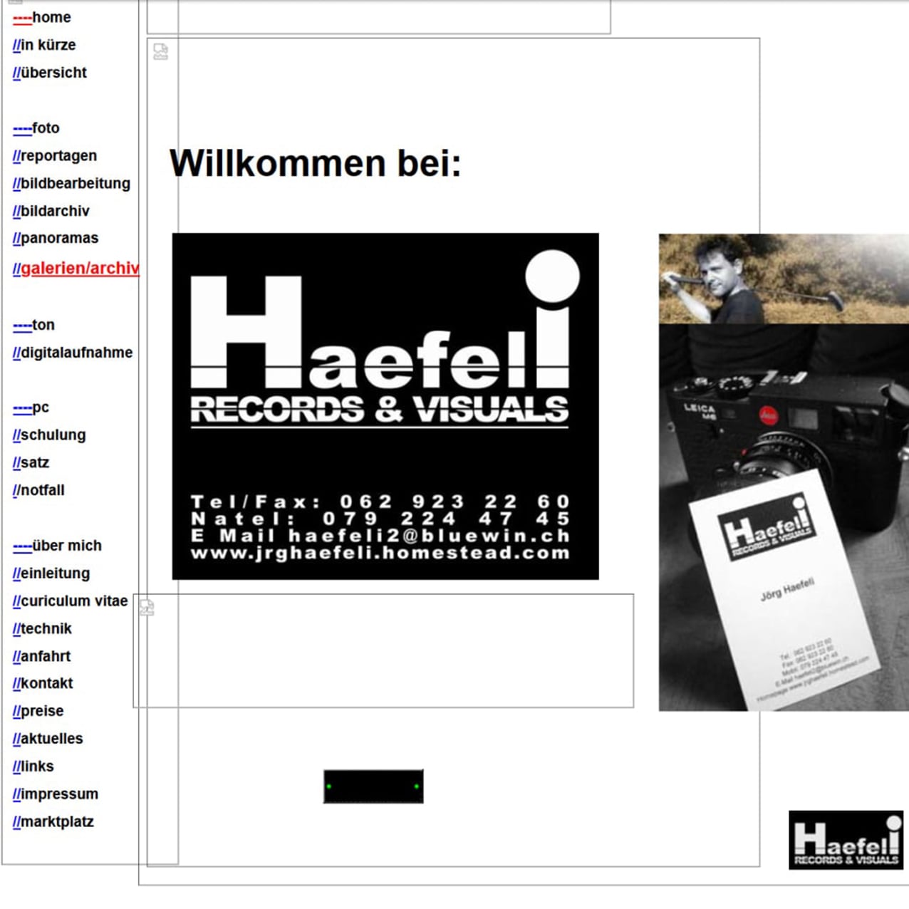 fotohaefeli erste website, first website, presence, 1. presence